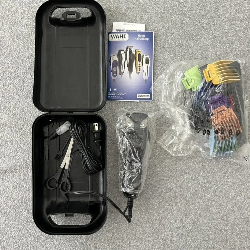 Wahl Home Haircutting Kit Color-Coded Guide‎ Combs Clipper Set w/ Case New